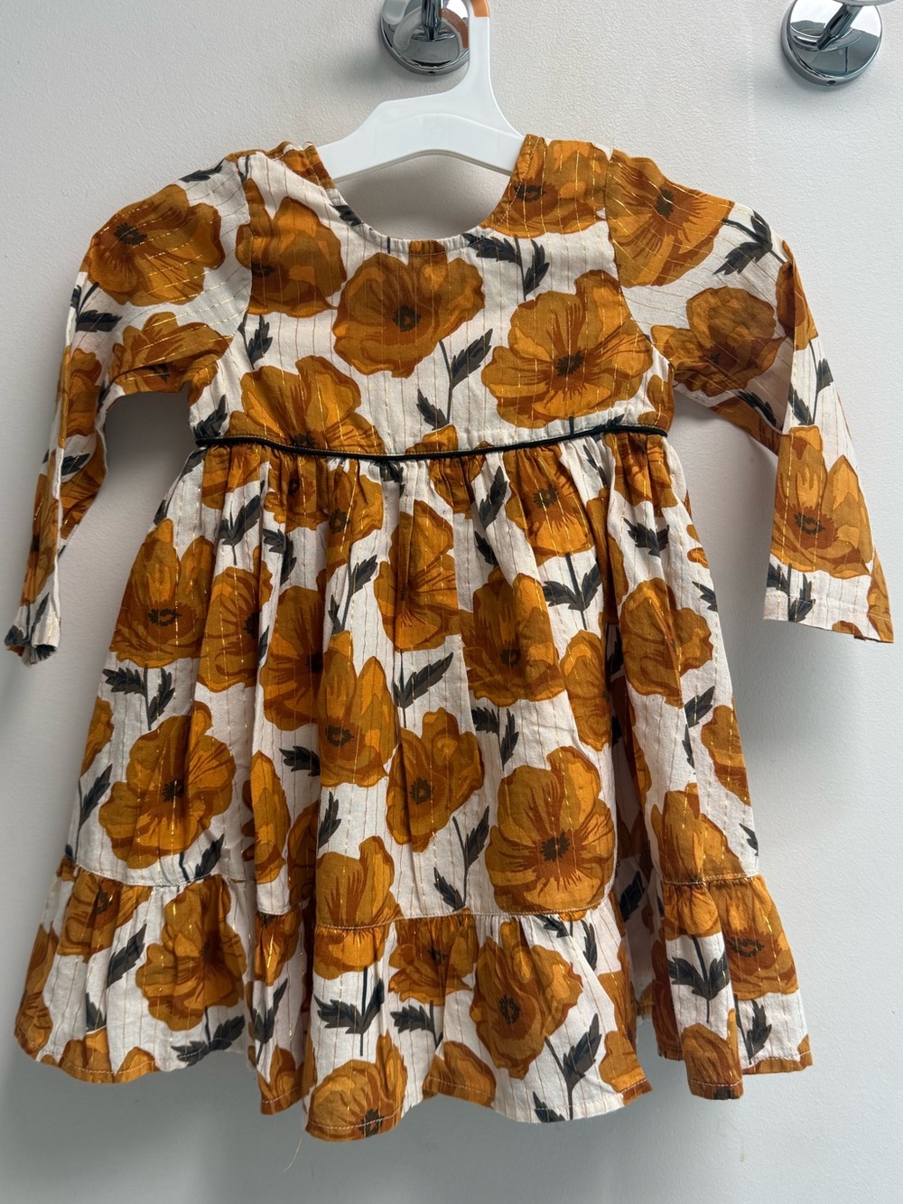 PINK CHICKEN Girls Marigold Poppy Long Sleeve Dress - Size 3T